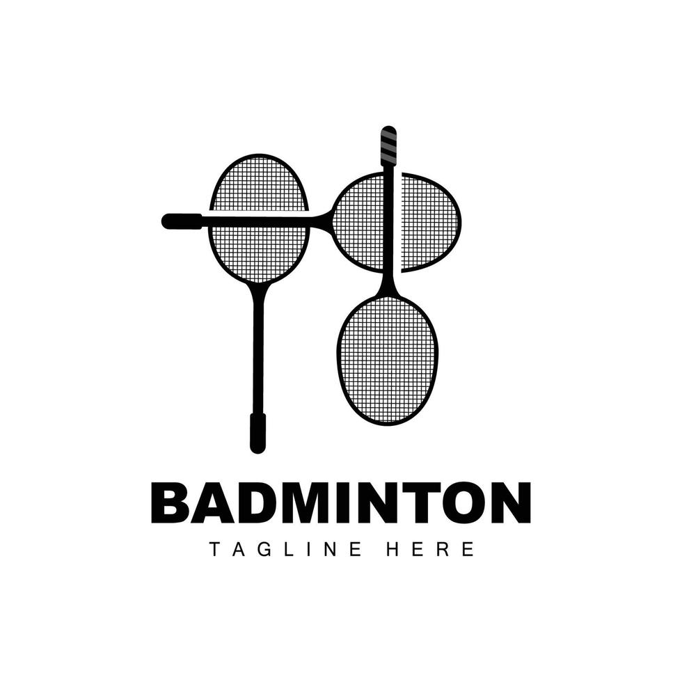 badminton logotyp, sport spel vektor med fjäderboll racket, sport gren design, mall ikon