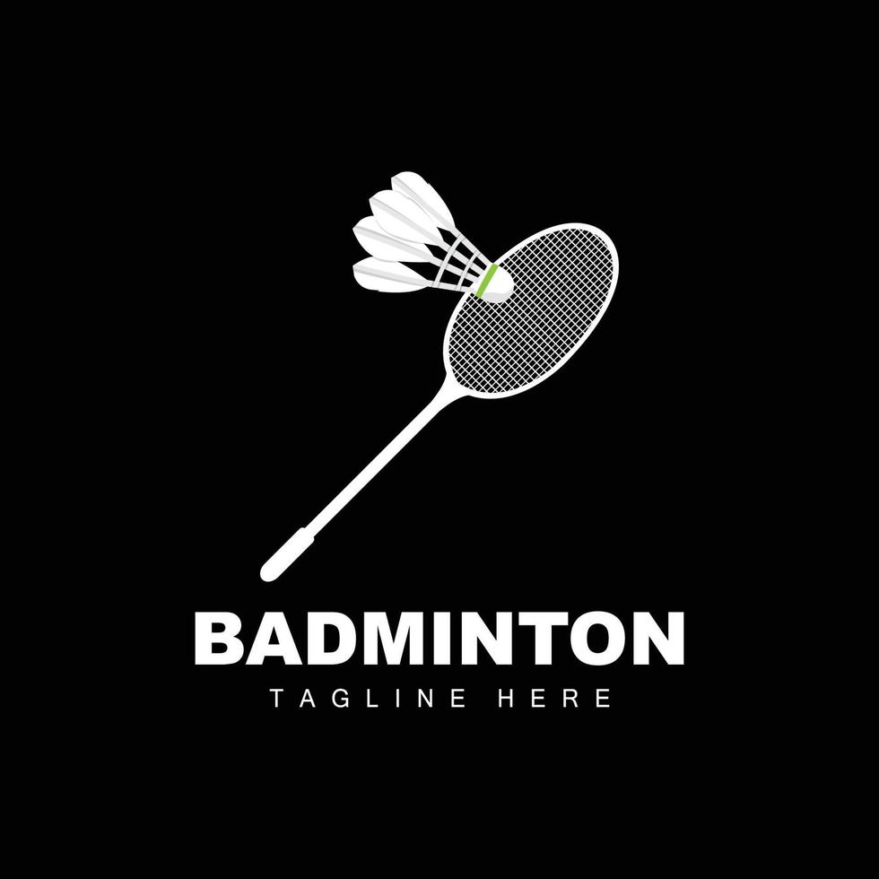 badminton logotyp, sport spel vektor med fjäderboll racket, sport gren design, mall ikon