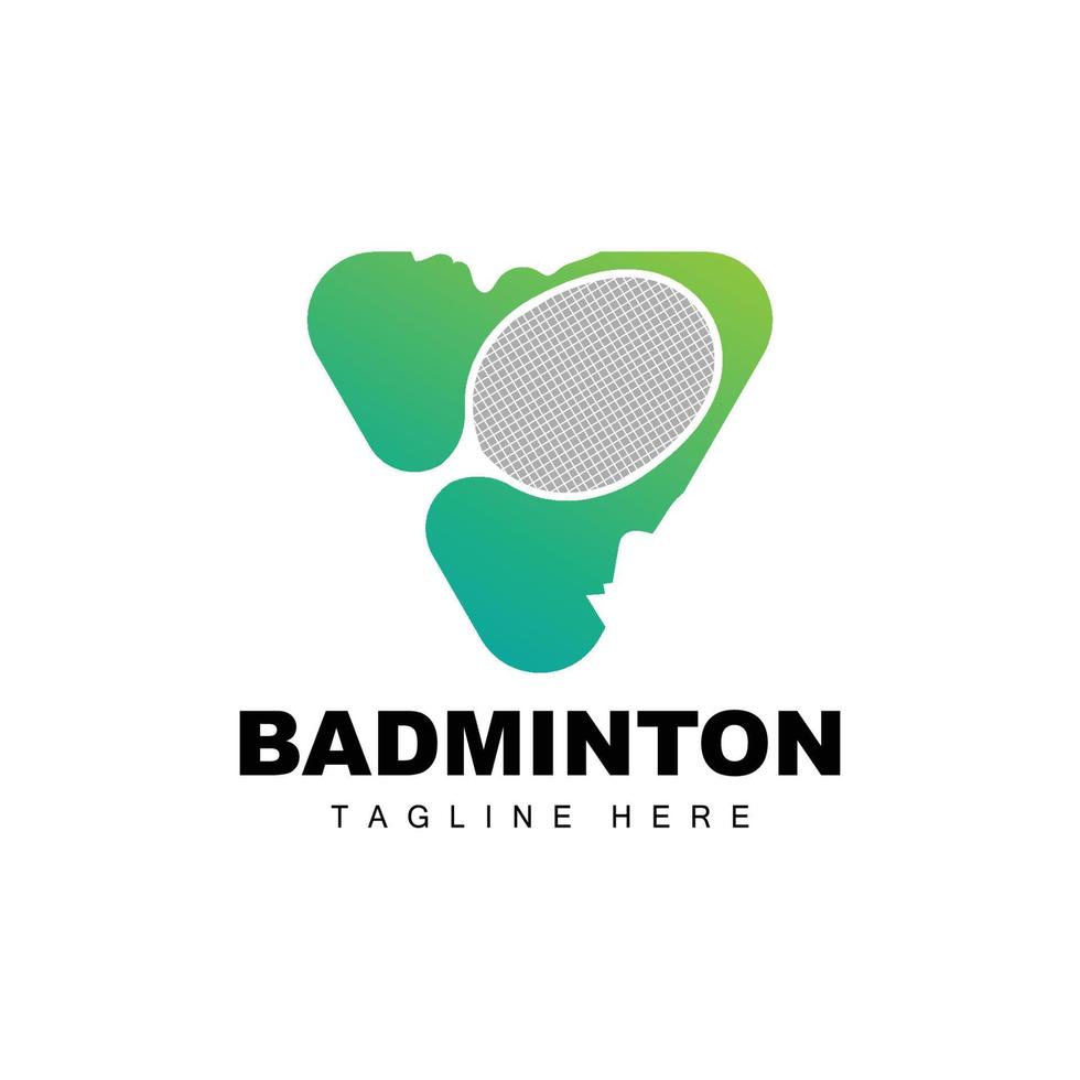 Badminton-Logo, Sportspielvektor mit Federballschläger, Sportzweigdesign, Vorlagensymbol vektor