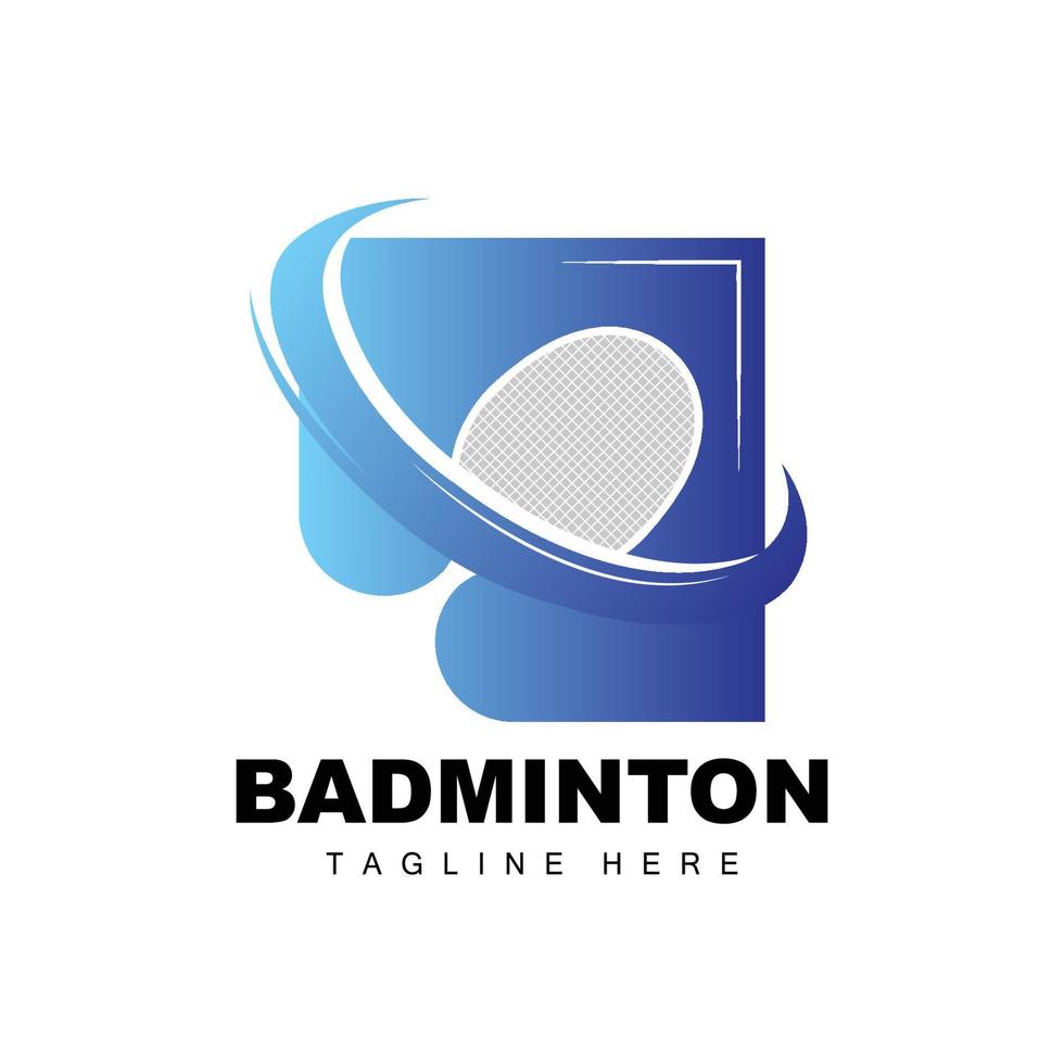 badminton logotyp, sport spel vektor med fjäderboll racket, sport gren design, mall ikon