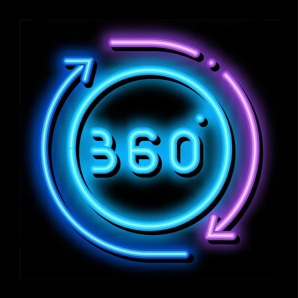 360-Grad-Ansicht Neon-Glühen-Symbol-Illustration vektor