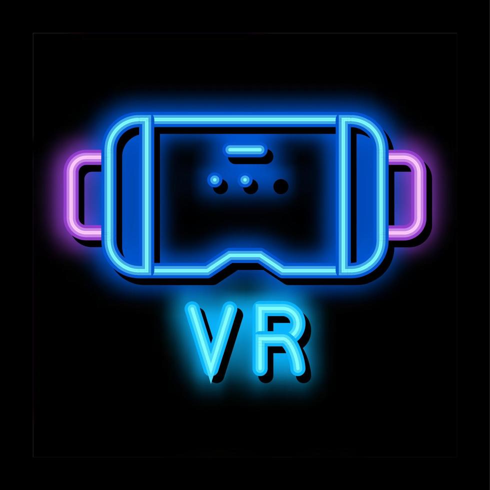 virtuell verklighet glasögon neon glöd ikon illustration vektor
