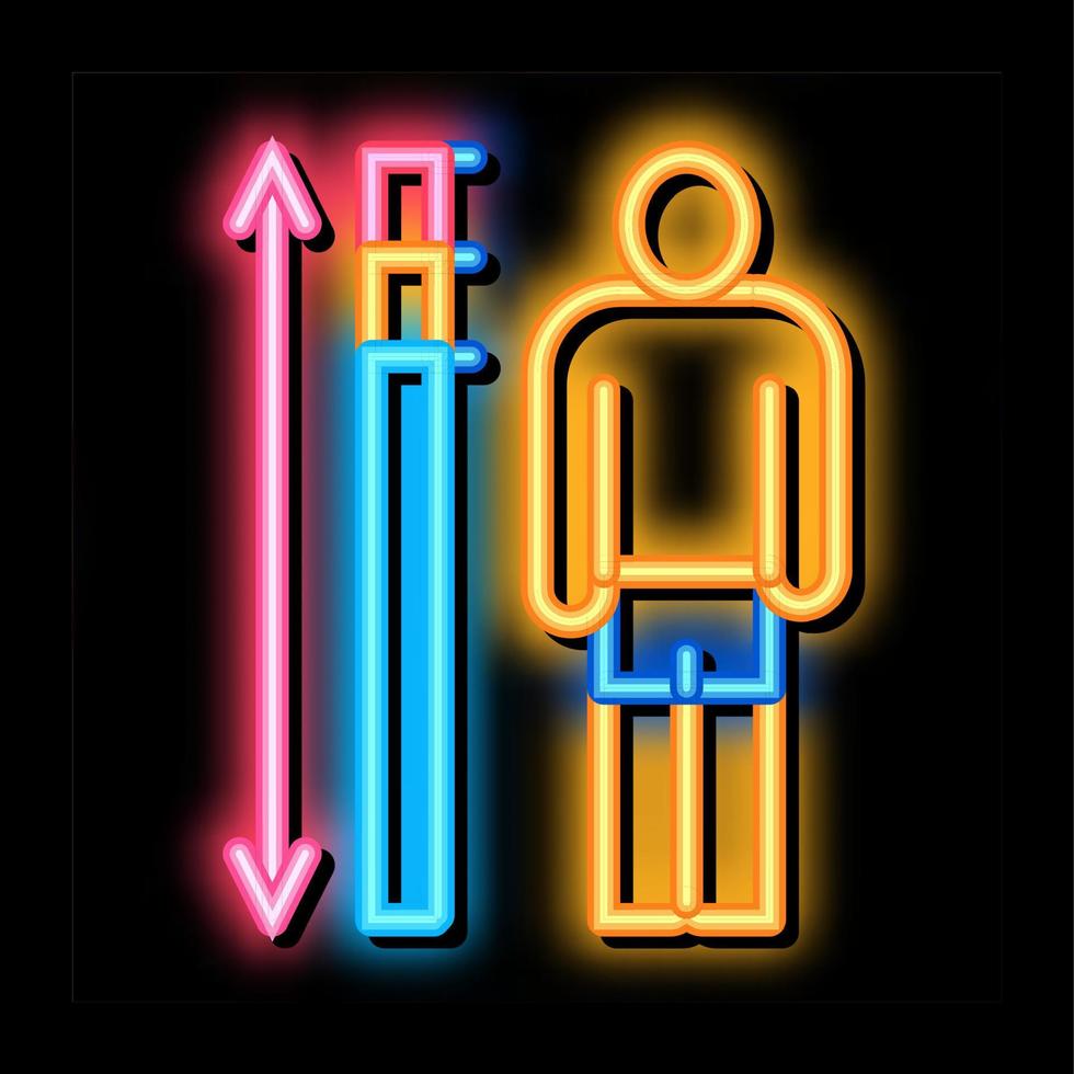 mänsklig höjd mått neon glöd ikon illustration vektor