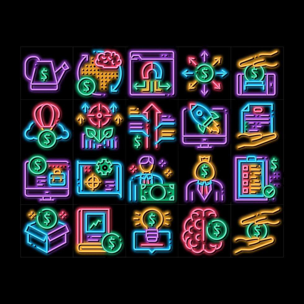 crowdfunding företag neon glöd ikon illustration vektor