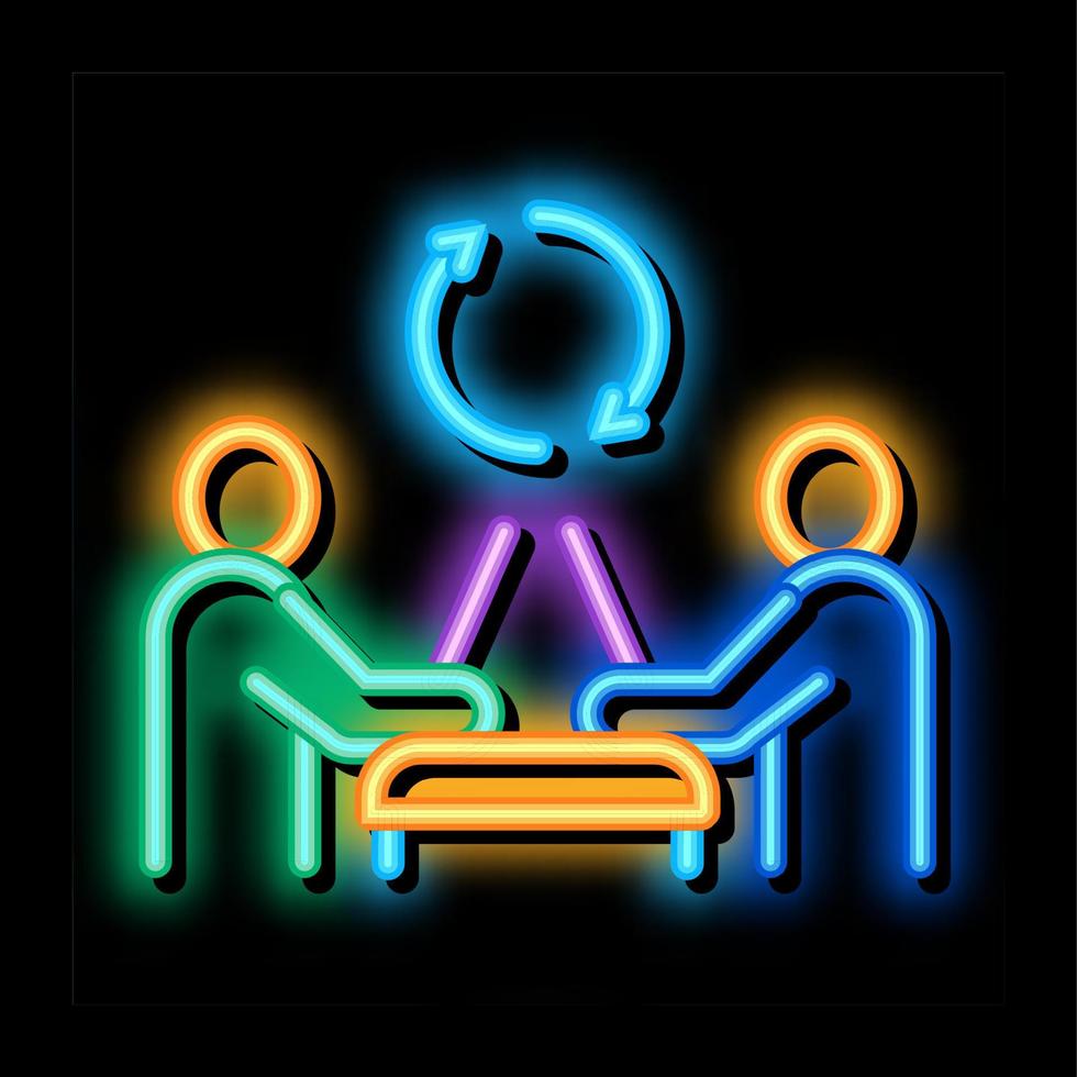 utbyta av dator erfarenhet neon glöd ikon illustration vektor
