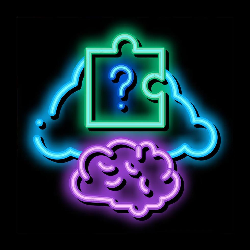 Gehirn-Puzzle-Neonlicht-Symbol-Illustration vektor