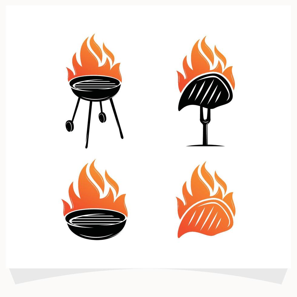 Set von heißen BBQ-Steak-Grillhaus-Logo-Design-Vorlagen vektor