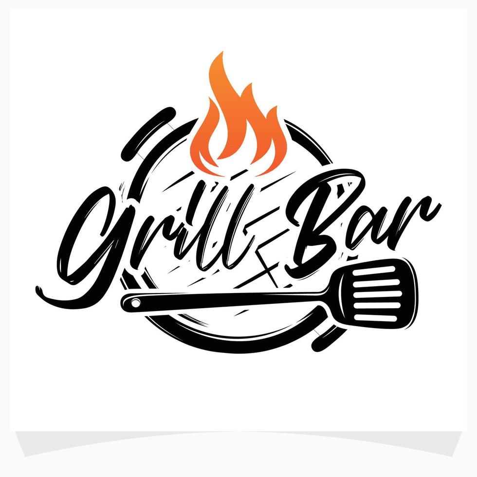 varm bbq biff grill hus logotyp design mall vektor