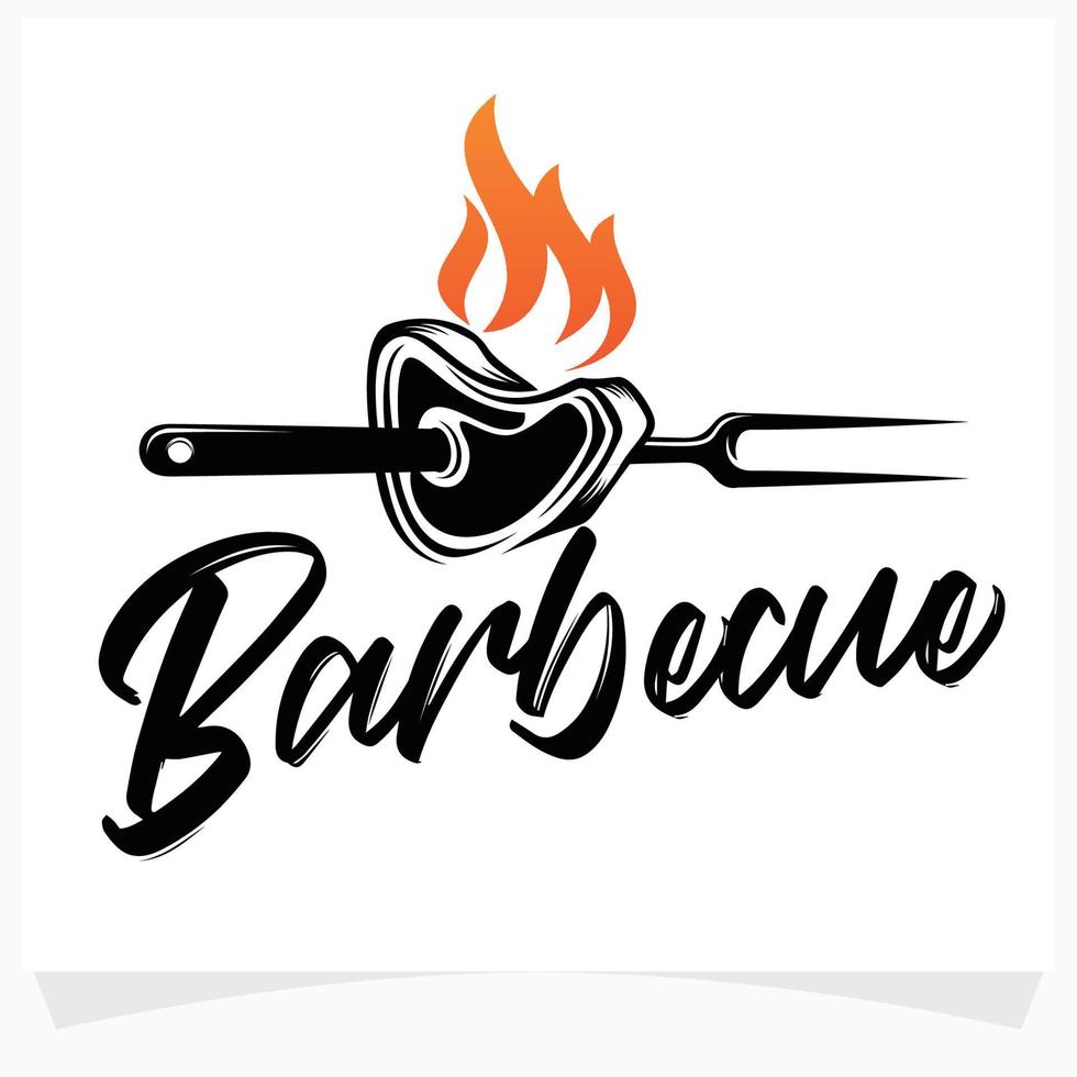 Designvorlage für das Logo des heißen BBQ-Steak-Grillhauses vektor