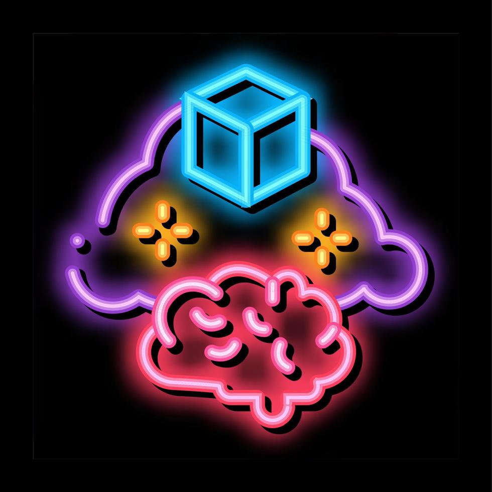 paket hjärna moln neon glöd ikon illustration vektor