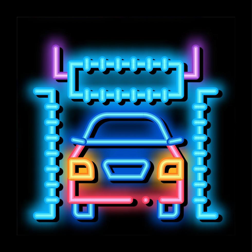 automatisk bil tvätta neon glöd ikon illustration vektor