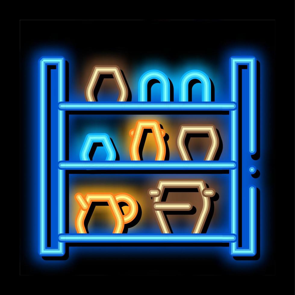 skåp med lera Produkter neon glöd ikon illustration vektor