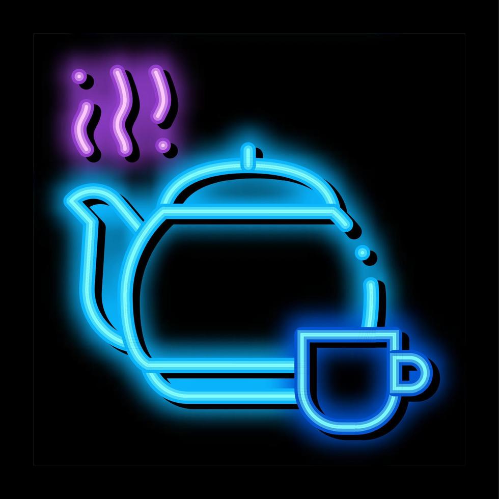 tee teekanne neonglühen symbol illustration vektor