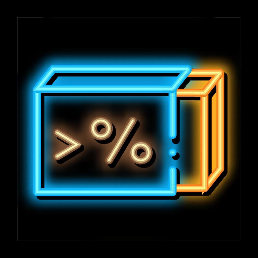 hög procentsats Smör neon glöd ikon illustration vektor