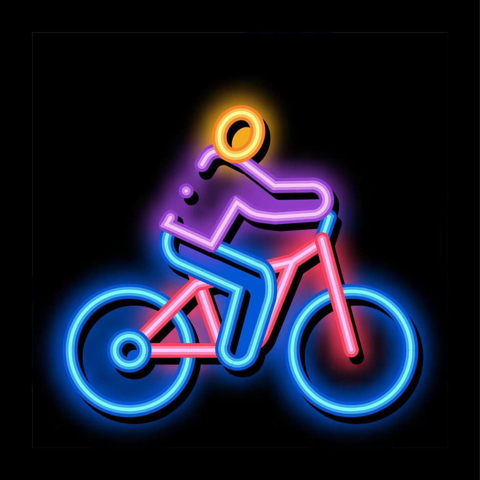 man på cykel neon glöd ikon illustration vektor