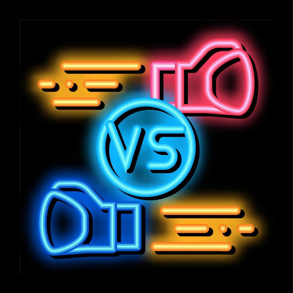låda bekämpa slåss neon glöd ikon illustration vektor