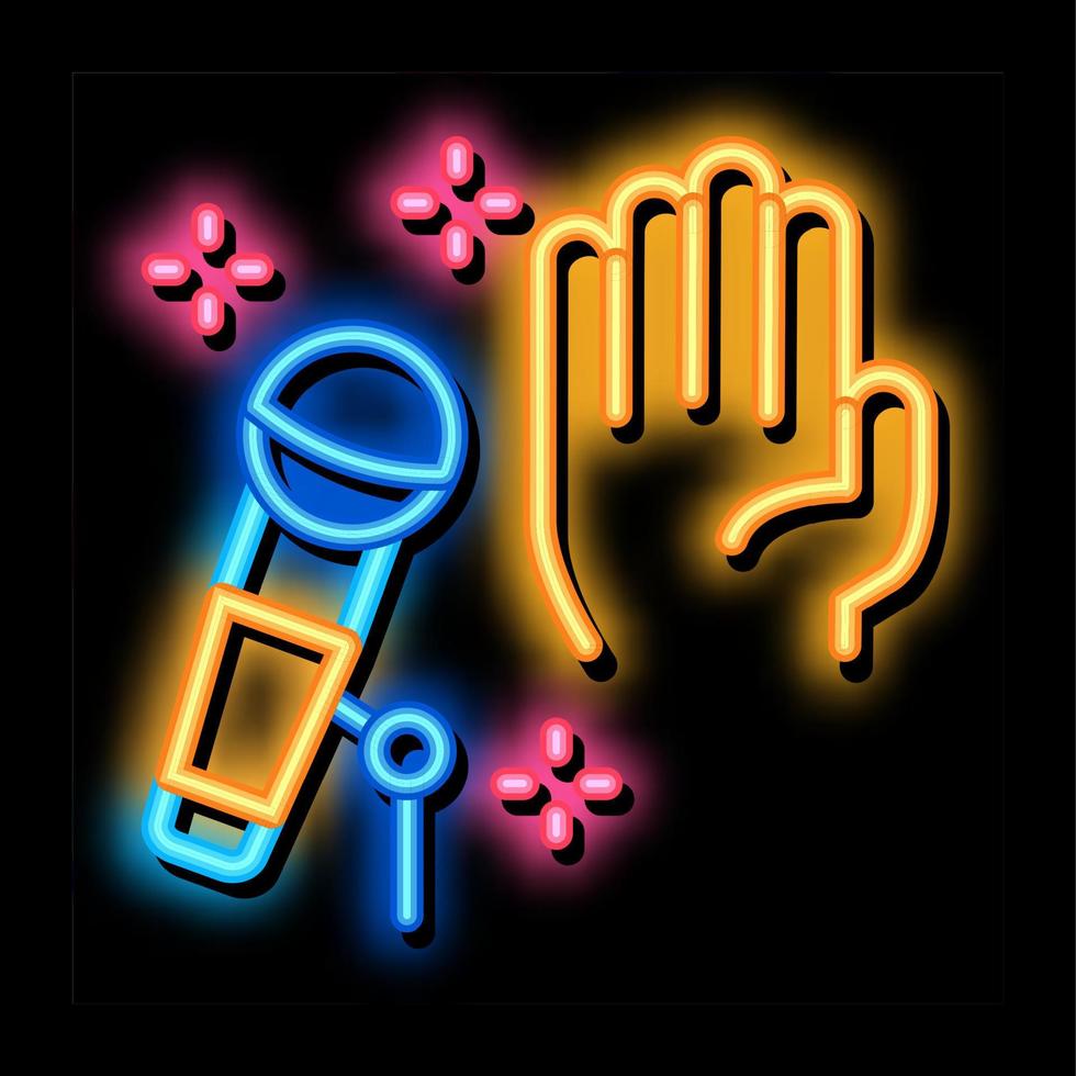sluta karaoke neon glöd ikon illustration vektor