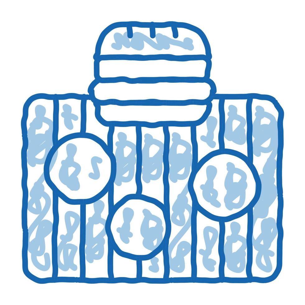 bbq-fleisch für burger-doodle-symbol handgezeichnete illustration vektor