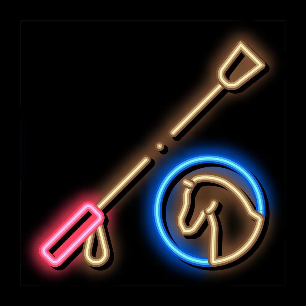 häst piska verktyg neon glöd ikon illustration vektor