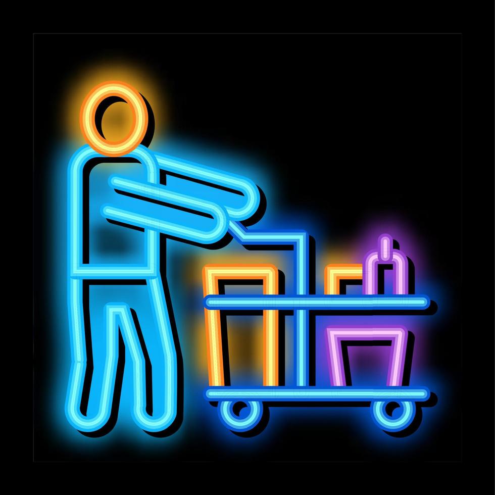 rengöringsmedel vagn neon glöd ikon illustration vektor