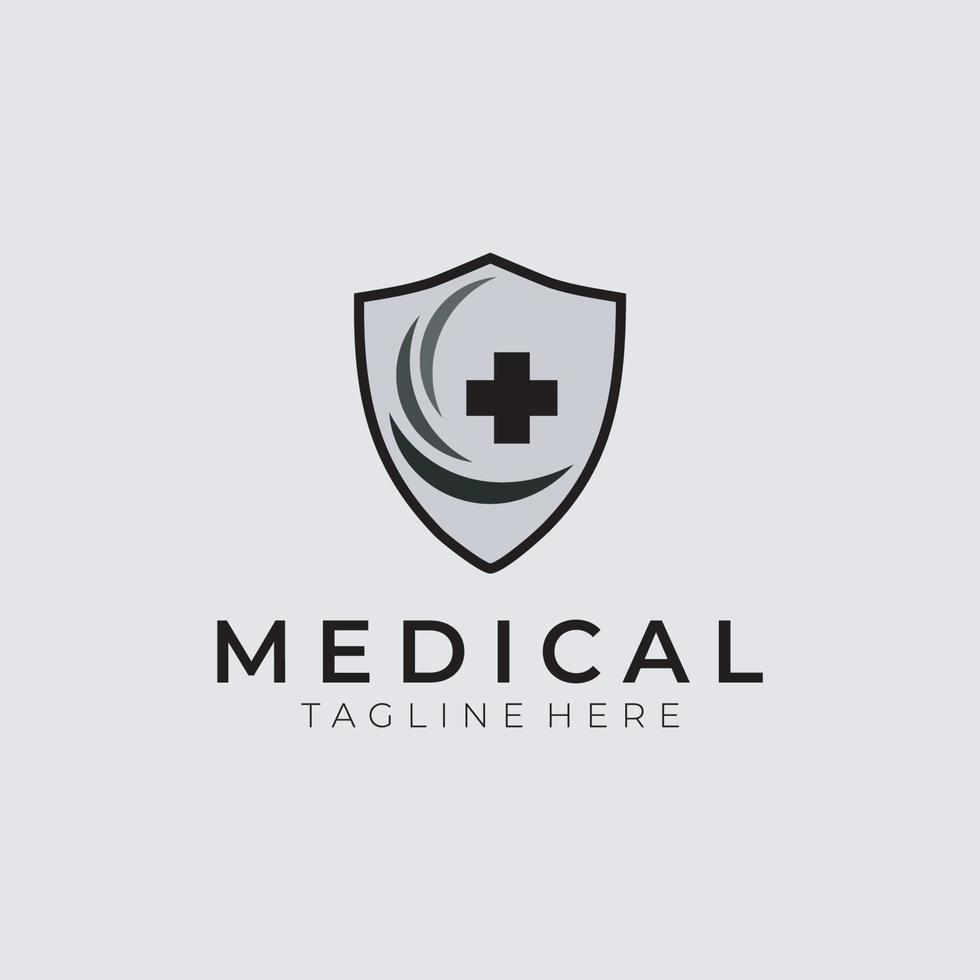 skydda medicinsk korsa logotyp design. hälsa försäkring logotyp mall. sjukhus hälsa tillgång vektor