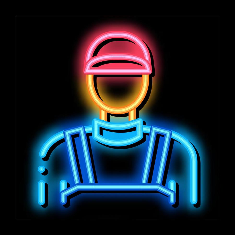 rörmokare arbetstagare neon glöd ikon illustration vektor