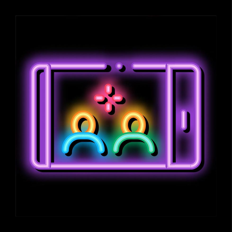 telefon konferens neon glöd ikon illustration vektor
