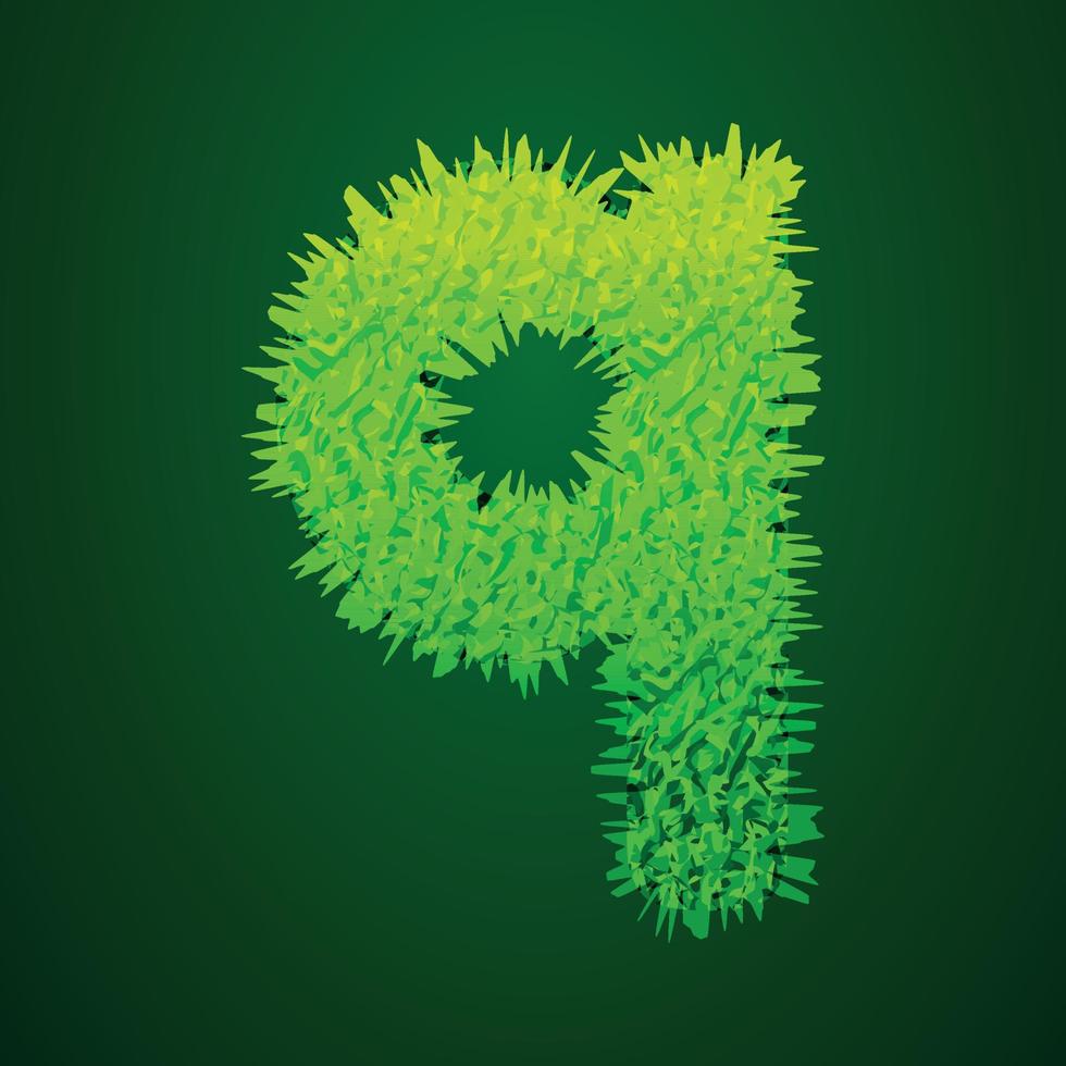 gräs- 3d illustration av små brev q vektor