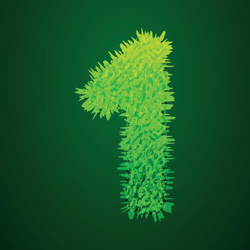gräs- 3d illustration av siffra 1 vektor