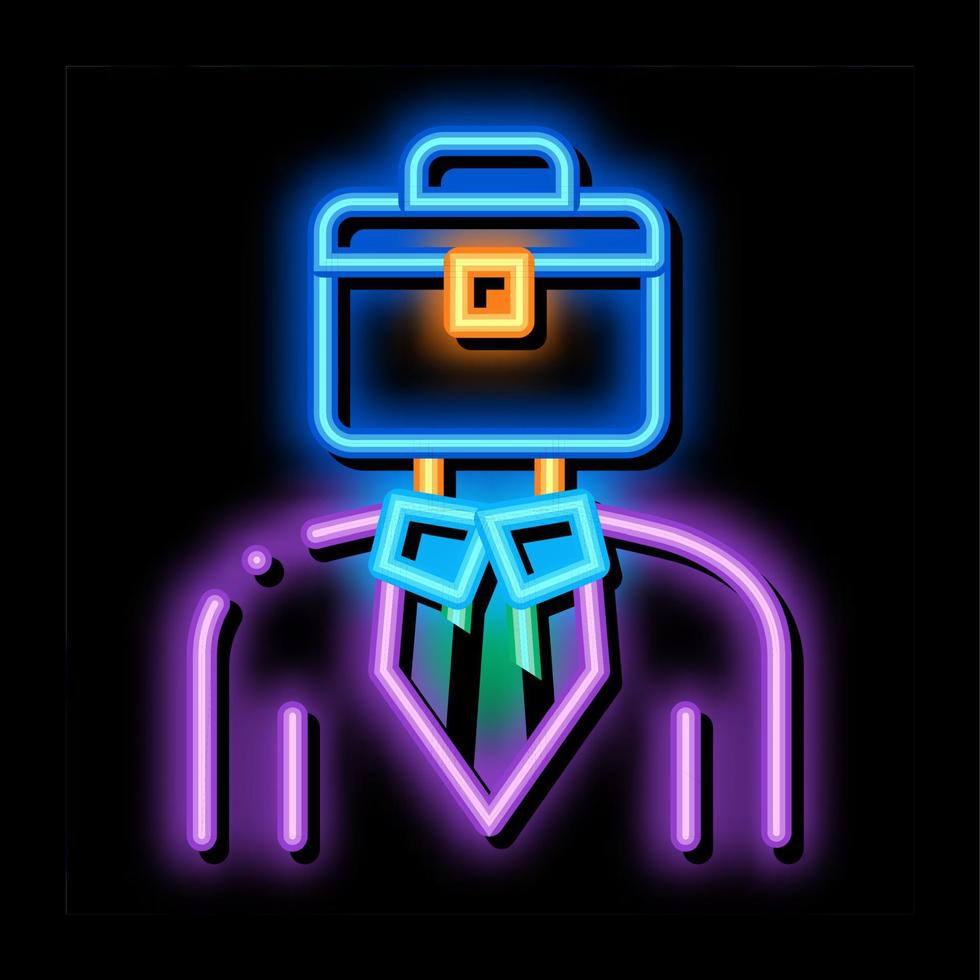 affärsman med fall huvud neon glöd ikon illustration vektor