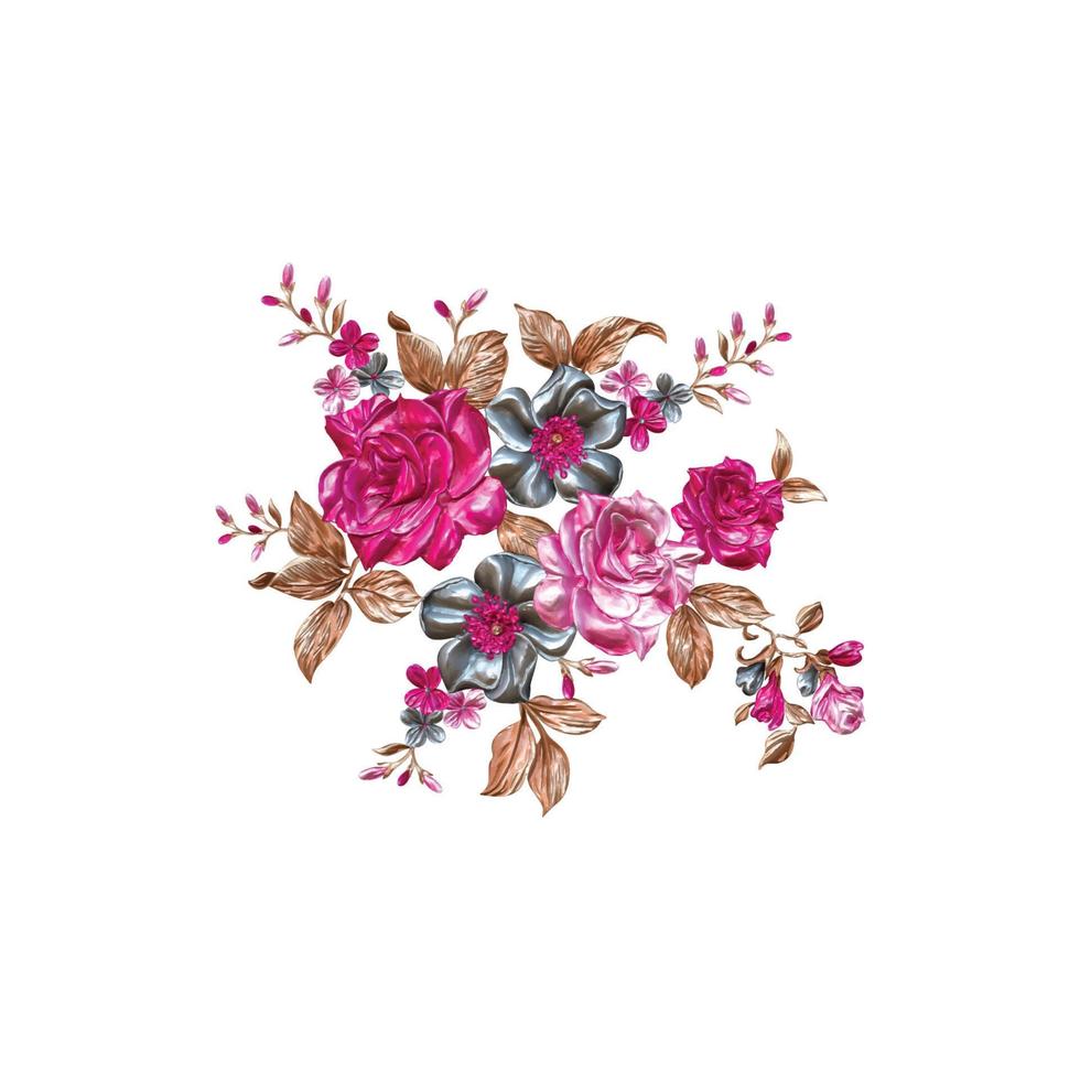 Blumenillustration, botanischer Blumenhintergrund, dekoratives Blumenmuster, digital gemalte Blume, Blumenmuster für Textildesign, Blumensträuße, florale Hochzeitseinladungsvorlage. vektor