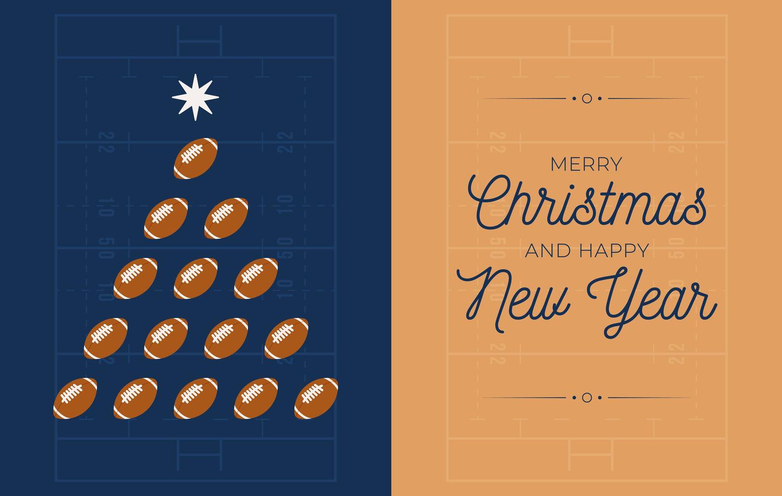 Feiertagsbanner mit American Football Weihnachtsbaum vektor