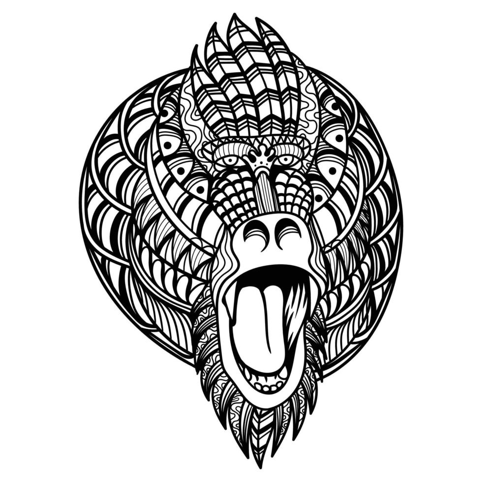 Mandrill Kopf wütend Mandala-Vektor-Illustration vektor