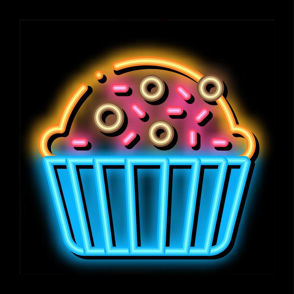 muffin utsökt bakad mat neon glöd ikon illustration vektor