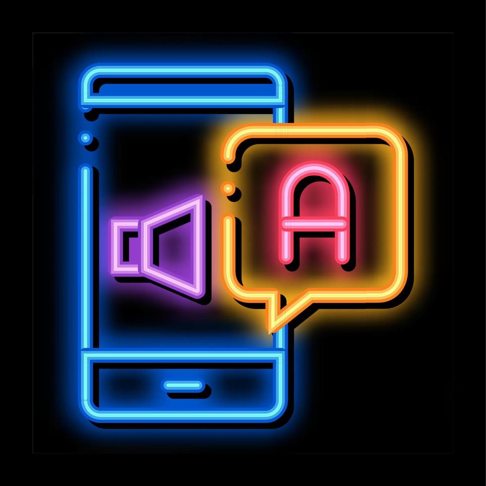 smartphone översättare app neon glöd ikon illustration vektor