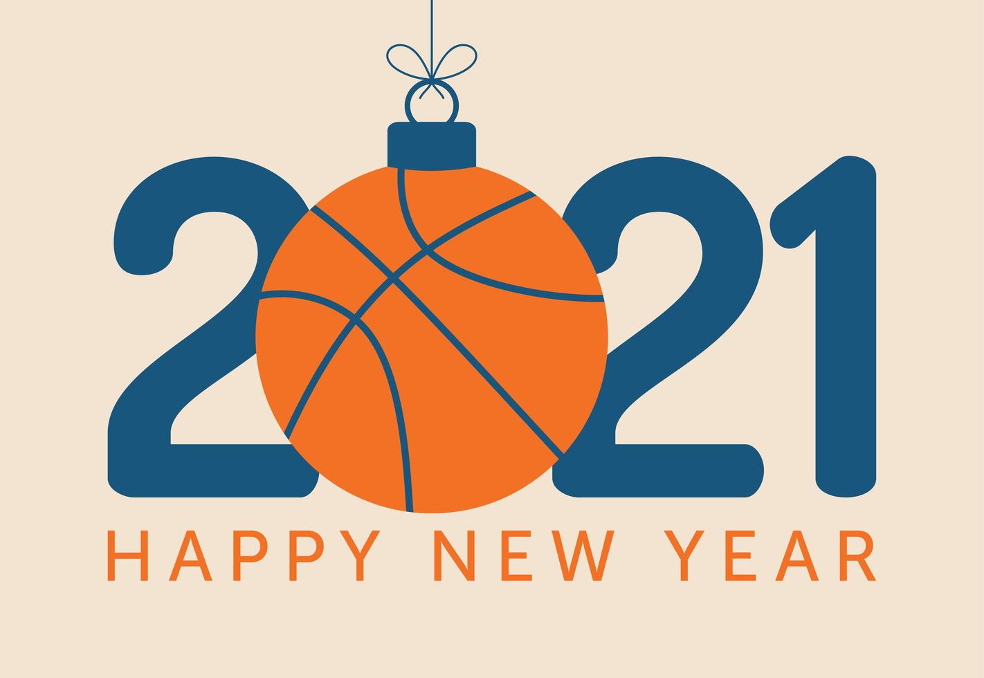 2021 Frohes Neues Jahr Typografie mit Basketball Ornament vektor