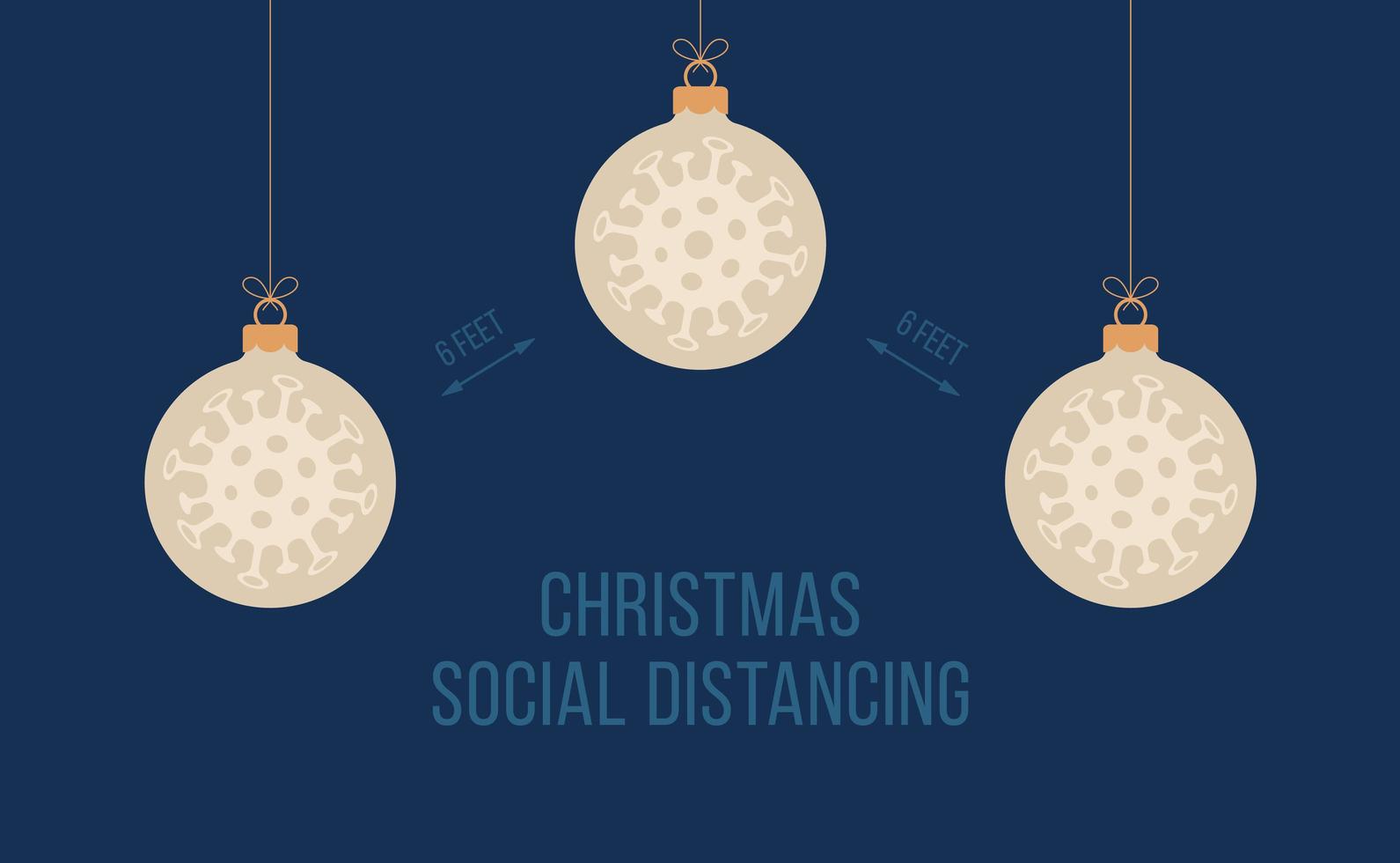 social avstånd jul banner med boll ornament vektor
