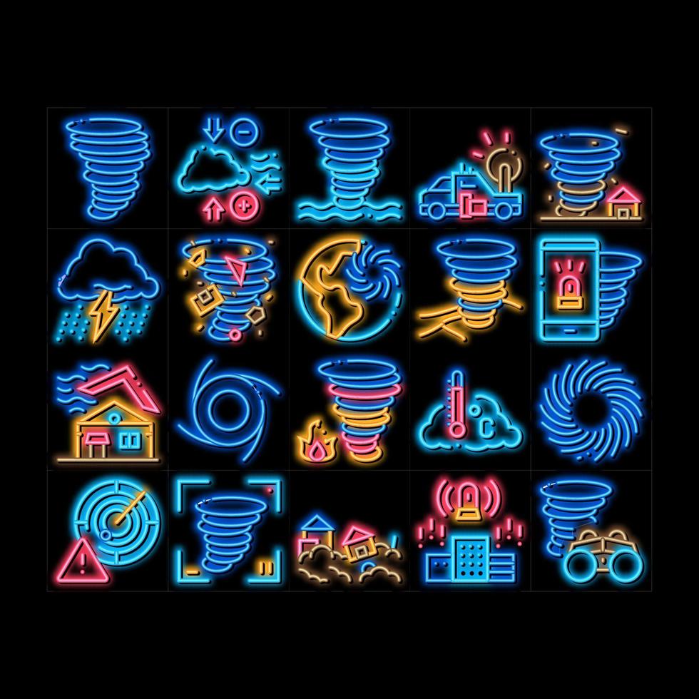 tornado und hurrikan neon glühen symbol illustration vektor