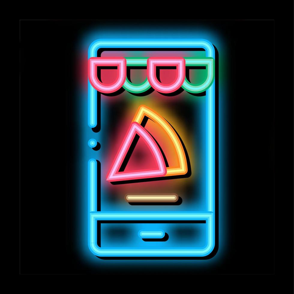 skiva pizza telefon neon glöd ikon illustration vektor