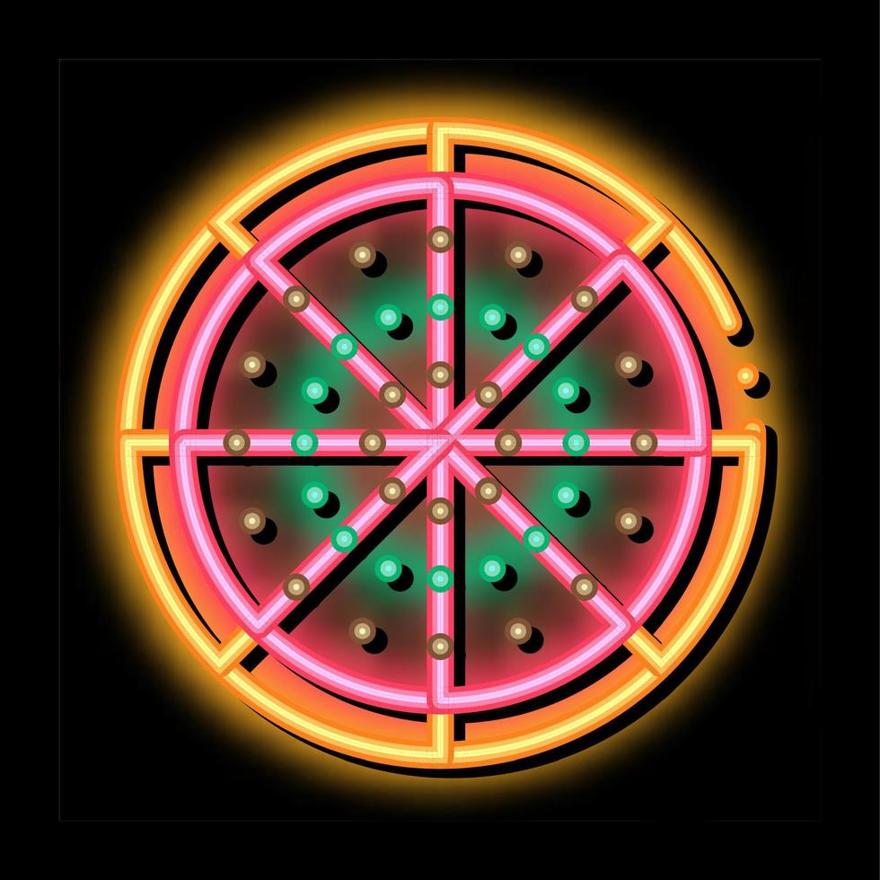 geschnittene pizza neonglühen symbol illustration vektor