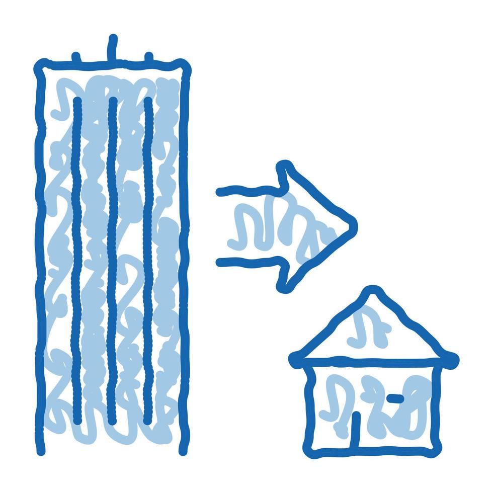Wolkenkratzer und Haus doodle Symbol handgezeichnete Abbildung vektor