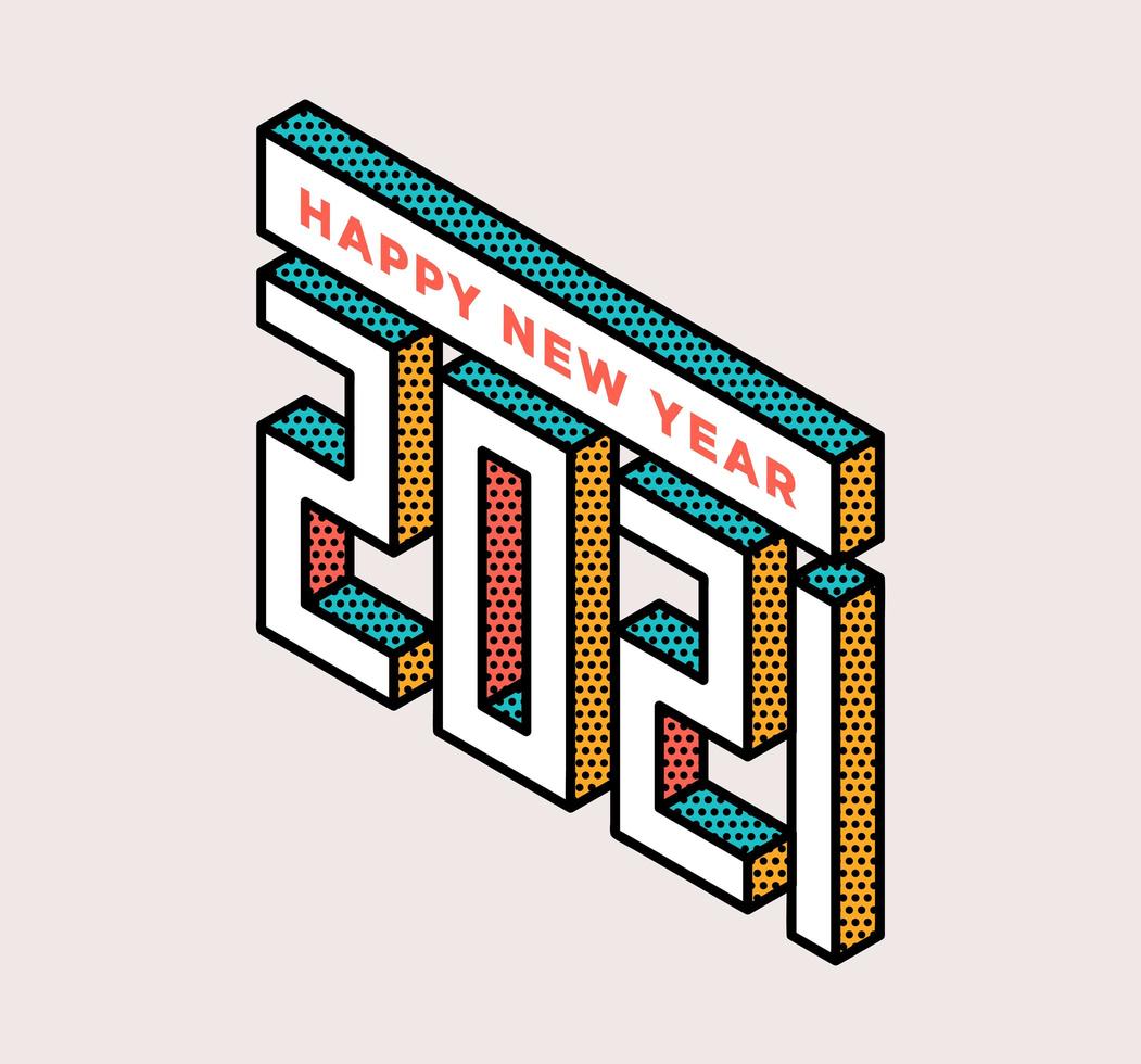 2021 Frohes Neues Jahr isometrische Typografie vektor