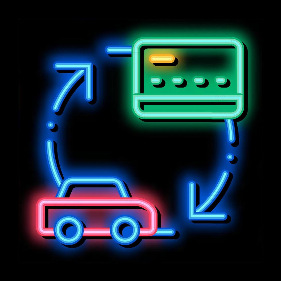 auto kreditkarte neonglühen symbol illustration vektor