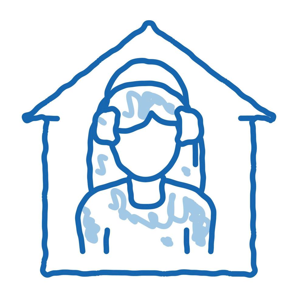 Home-Call-Center-Doodle-Symbol handgezeichnete Illustration vektor