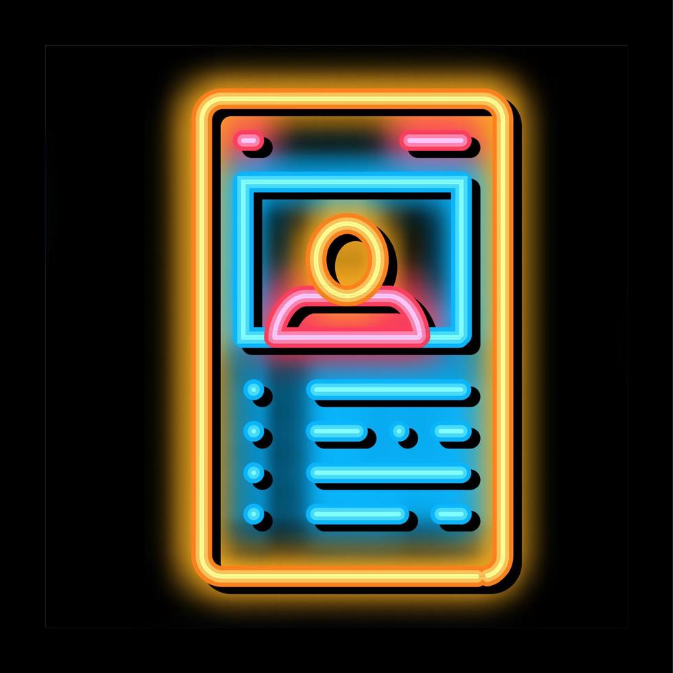 spelare gamer kort neon glöd ikon illustration vektor