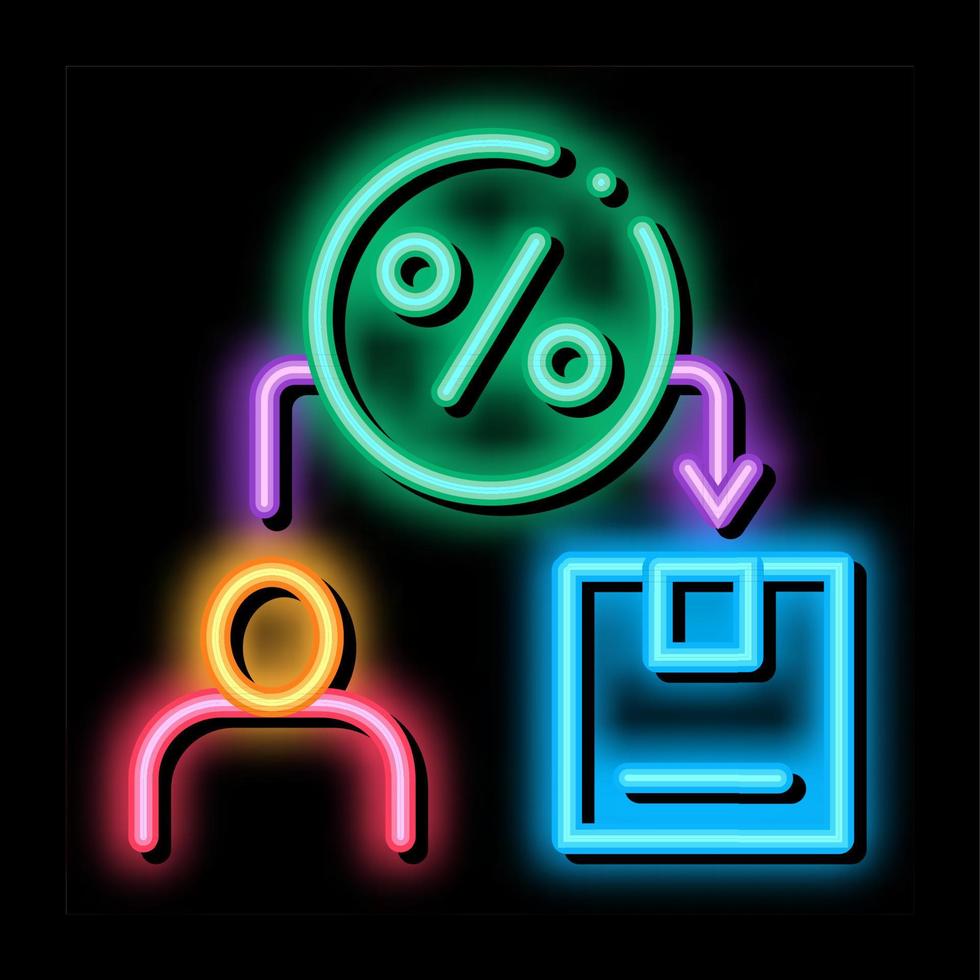 man spara procent neon glöd ikon illustration vektor