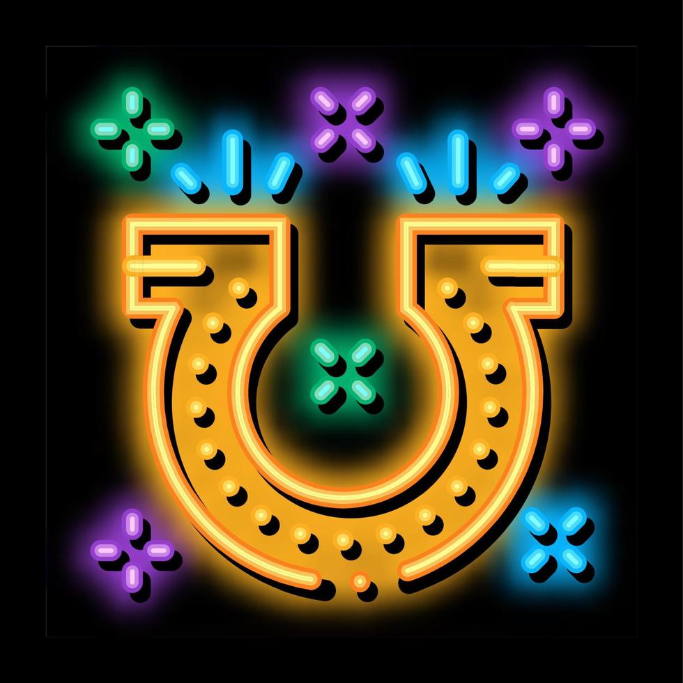 hufeisen für viel glück neonglühen symbol illustration vektor
