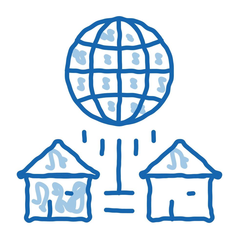 Häuser Internetverbindung Doodle Symbol handgezeichnete Abbildung vektor