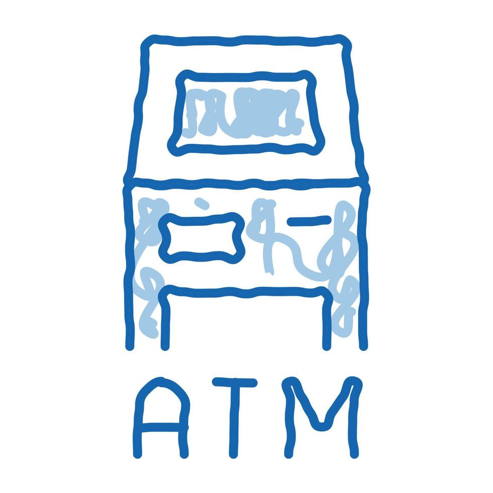 atm terminal doodle symbol handgezeichnete illustration vektor