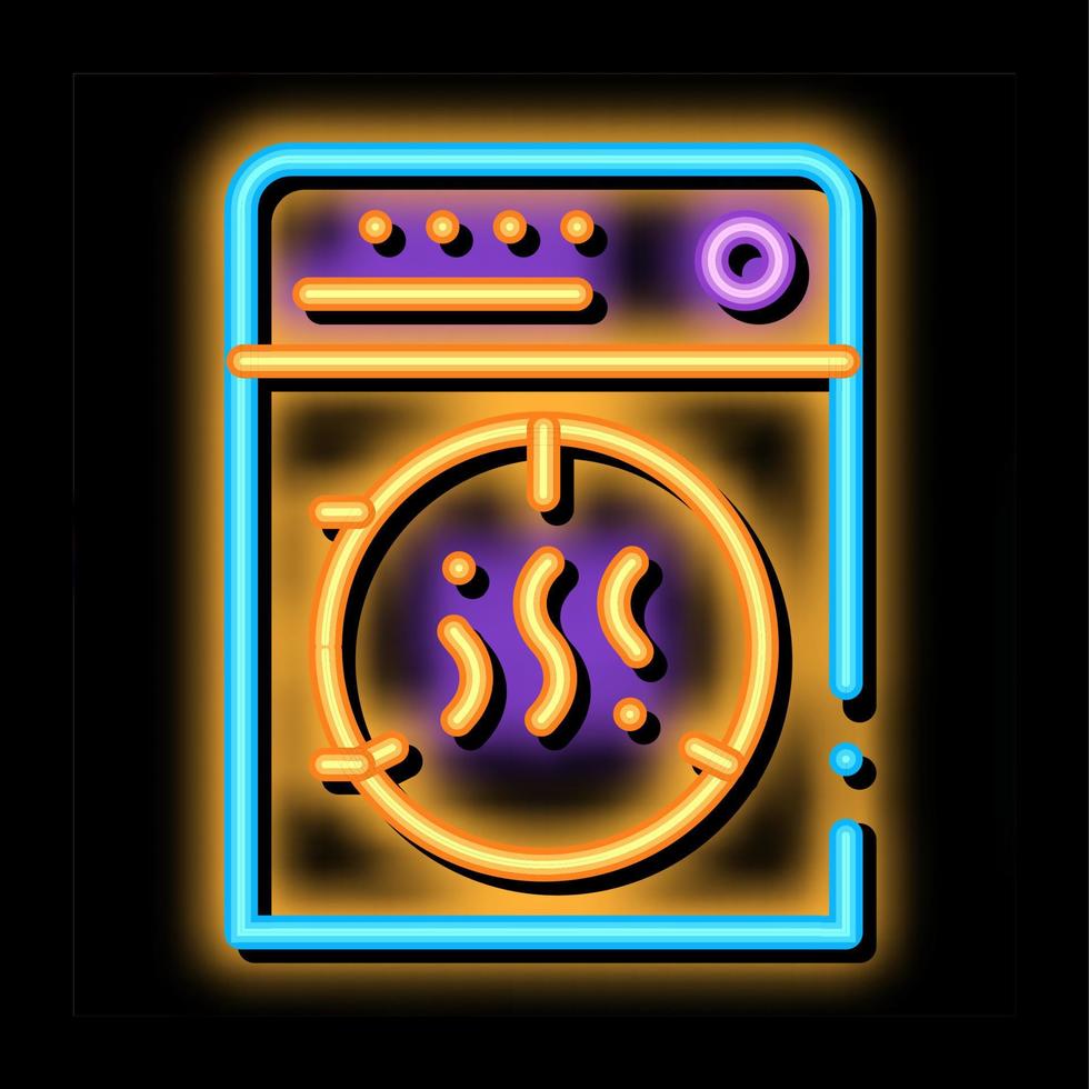 tvätt service torr maskin neon glöd ikon illustration vektor